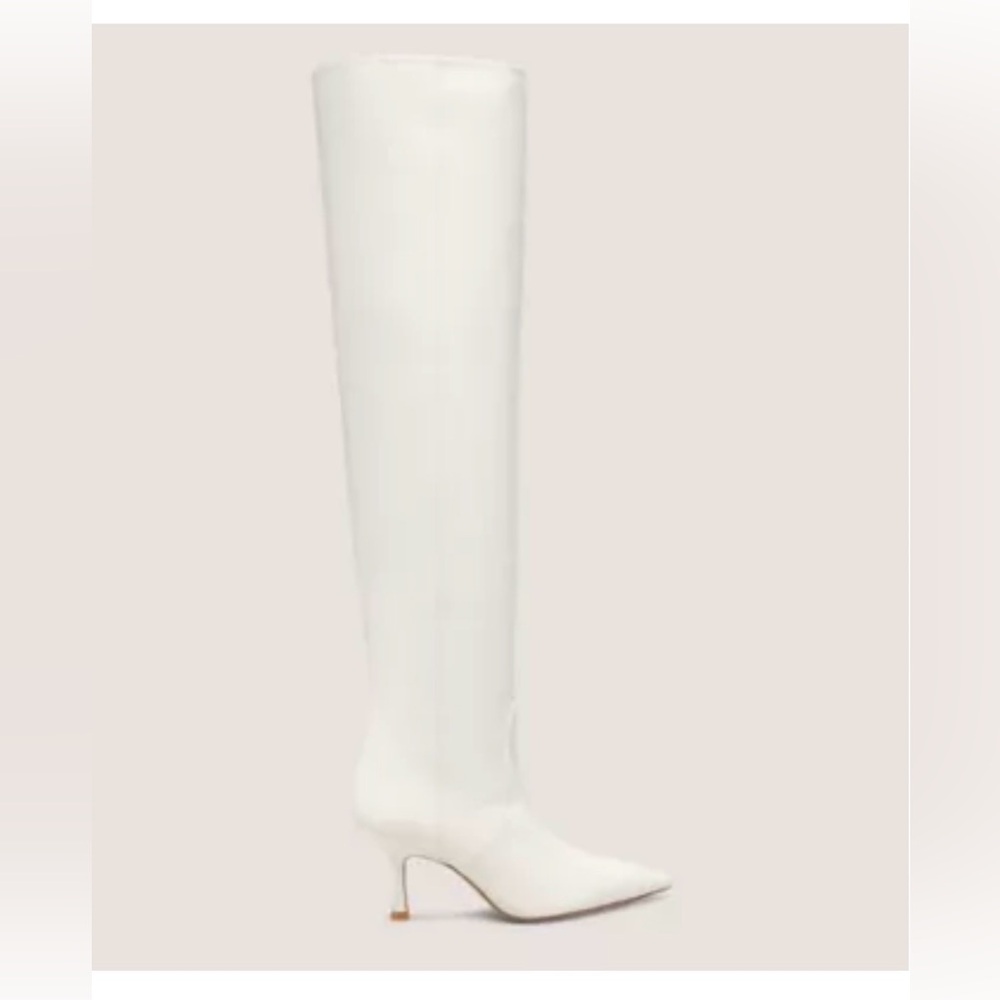 Stuart Weitzman Cream Women's Naomi 75 Leather Over-The-Knee Boots